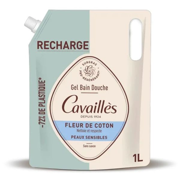 Rogé Cavailles fleur de coton gel bain douche peau sensible recharge 1 litre