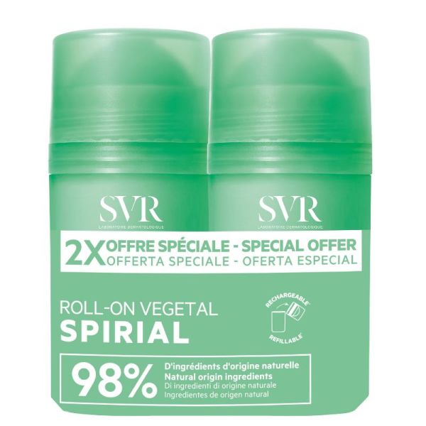 SVR Spirial déodorant 24h végétal roll-on lot de 2 x 50ml
