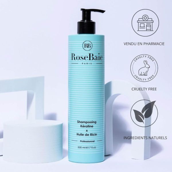 RoseBaie shampoing ricin & kératine pousse & hydratation 500ml