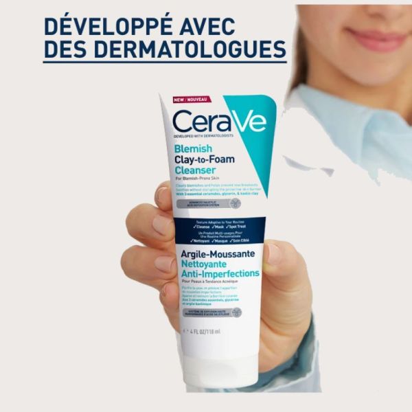 Cerave argile moussante nettoyante anti-imperfections 118ml