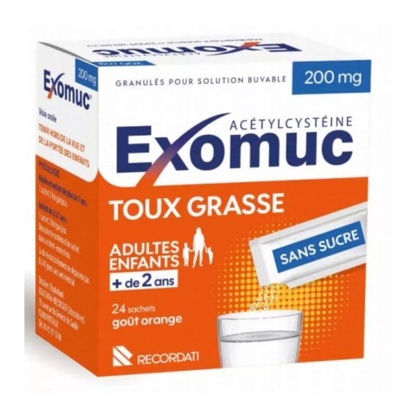 Exomuc 200mg granulés 24 sachets - Acétylcystéine