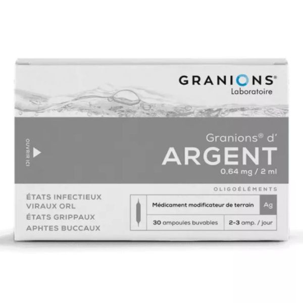 Granions Argent Oligoéléments 30 Ampoules Buvables