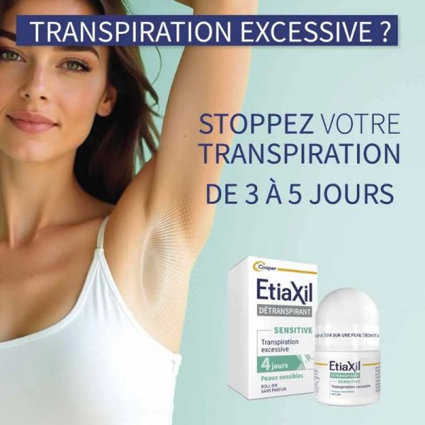 Etiaxil détranspirant déodorant roll-on Sensitive 4 jours peaux sensibles 15ml