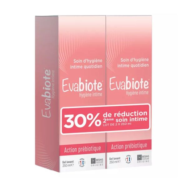Evabiote gel moussant intime à action prébiotique 2x250 ml