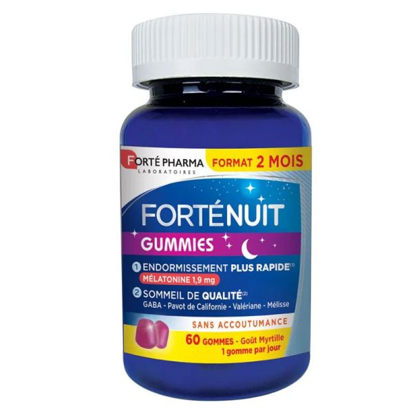 Forté Pharma FortéNuit endormissement rapide goût myrtille 60 gummies