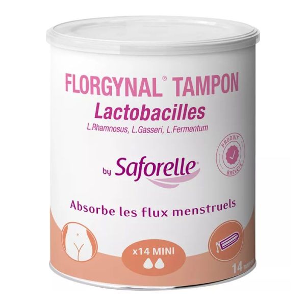 Saforelle Florgynal 14 tampons mini avec lactobacilles sans applicateur