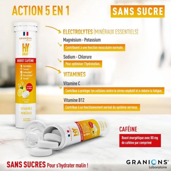 Granions Hydrop hydratation citron 20 comprimés
