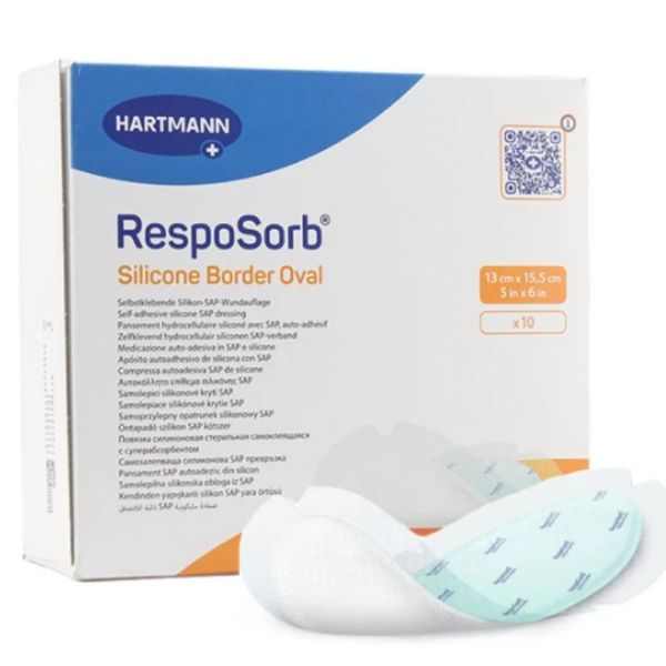 Hartmann RespoSorb Silicone border oval 10 pansements adhésifs siliconés 13X15,5cm