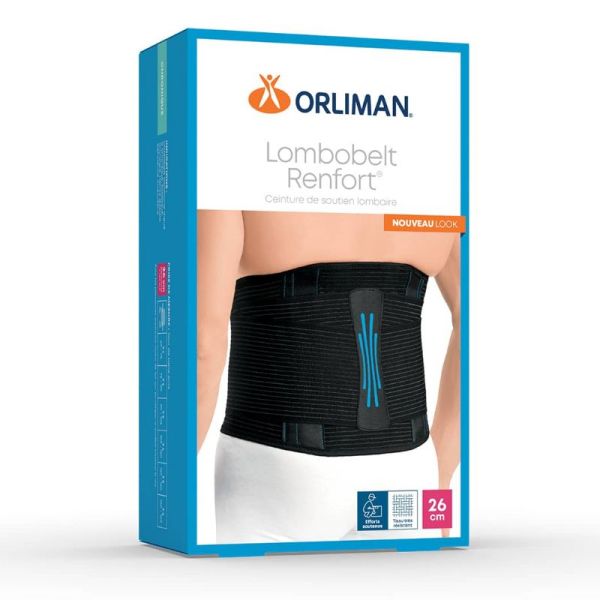 Orliman Lombobelt Renfort ceinture de soutien lombaire Noir H26 cm T4