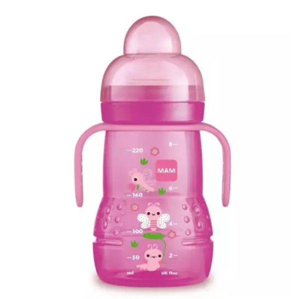MAM Biberon de Transition Rose 220 ml 4 Mois et +