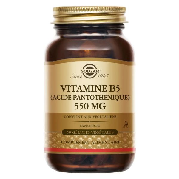 Solgar vitamine B5 (Acide Pantothénique) 550 mg 50 gélules végétales