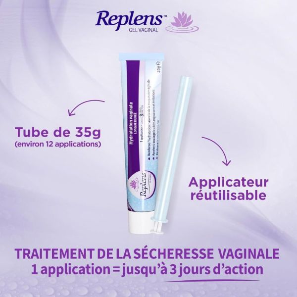 Replens gel vaginale sans parfum ni hormones 35g avec applicateur