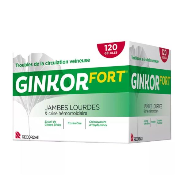 Ginkor Fort jambes lourdes & crise hémorroïdaire 120 gélules