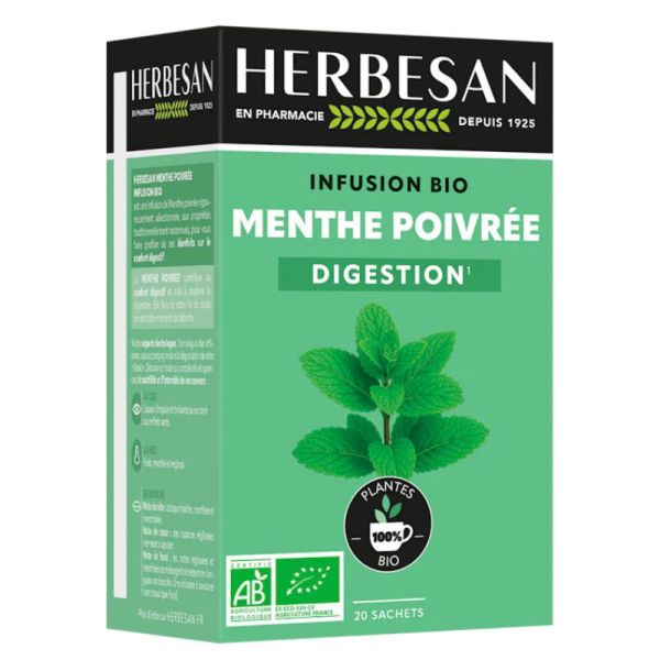 Herbesan Infusion Menthe Poivrée Bio 20 Sachets