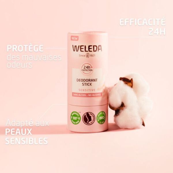 Weleda déodorant Sensitive stick bio peau sensible 50g