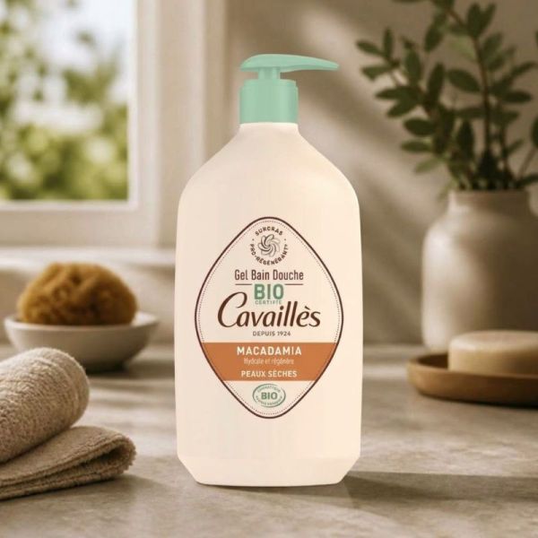 Cavaillès gel bain douche macadamia bio peaux sèches bio 1 litre