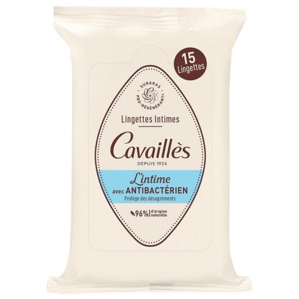 Cavaillès Lingettes Intimes Antibactérien 15 lingettes