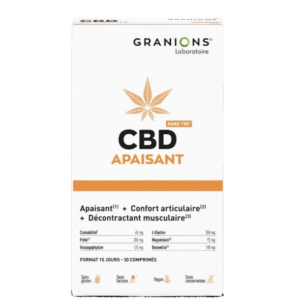 Granions CBD apaisant articulations et muscles 30 comprimés