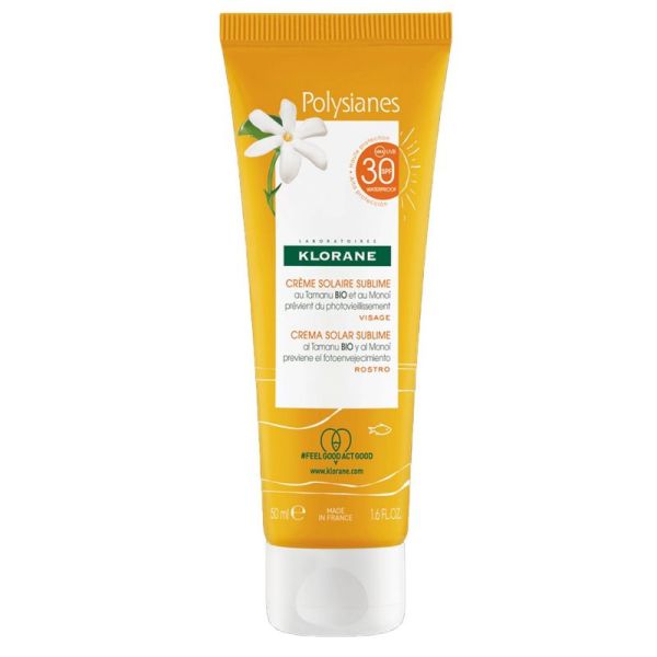 Klorane crème solaire SPF30 visage sublime au Tamanu bio et Monoï 50ml