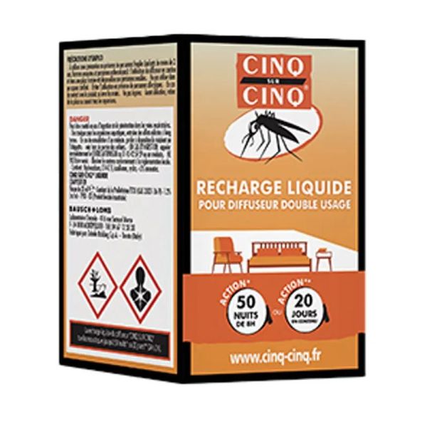 Cinq sur Cinq recharge liquide pour diffuseur anti-moustiques double usage 35ml