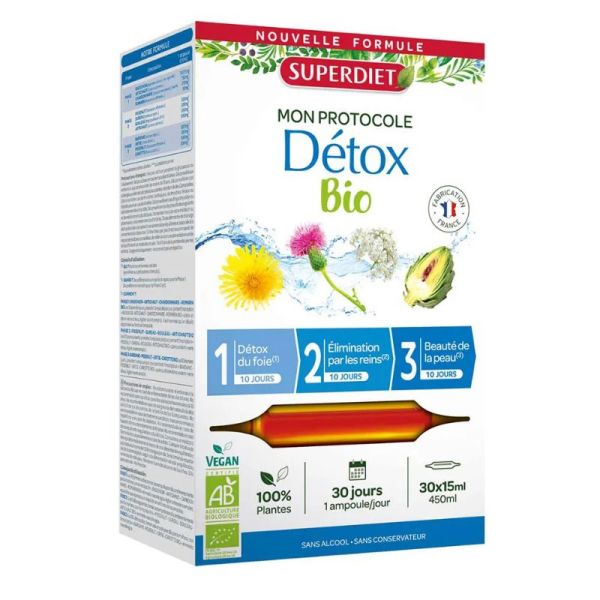 Superdiet mon protocole Détox bio 30 ampoules