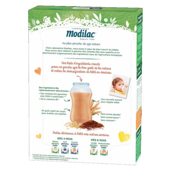 Modilac Mes céréales bio dès 6 mois cacao 250g