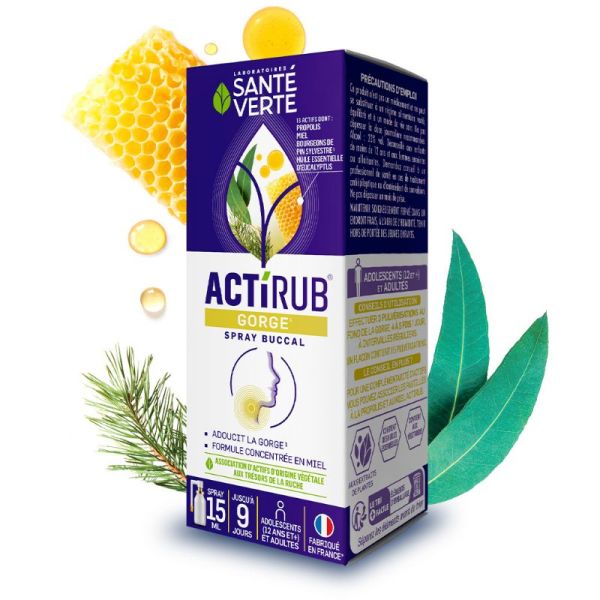 Sante Verte ActiRub gorge spray buccal adoucit la gorge 15ml