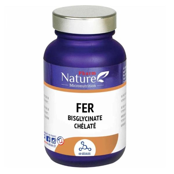Pharm Nature Micronutrition Fer bisglycinate chélaté 60 gélules