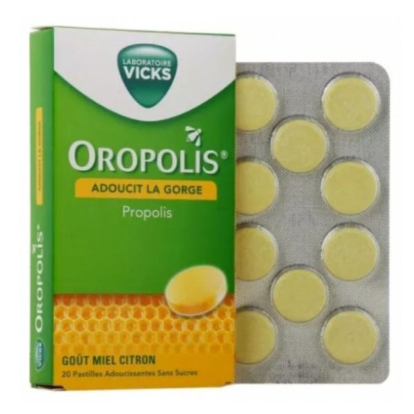 Vicks Oropolis 20 pastilles adoucissantes goût miel citron