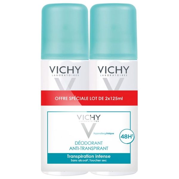 Vichy déodorant anti-transpirant efficacité 48h lot de 2 x 125 ml