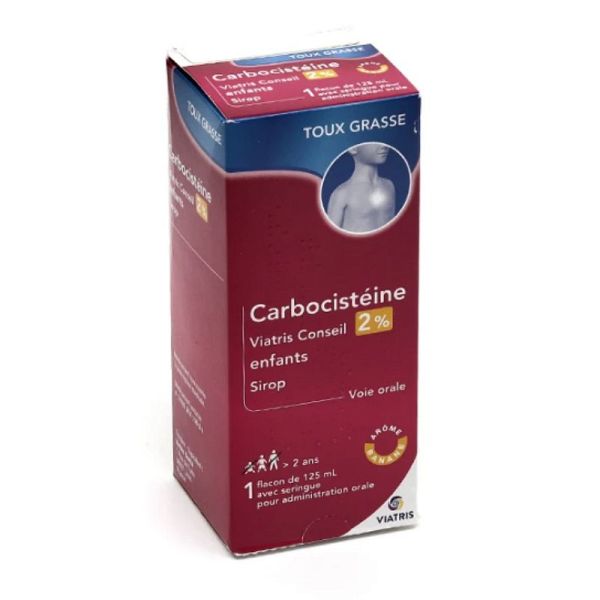 Viatris Carbocistéine 2% enfants sans sucre sirop 125 ml