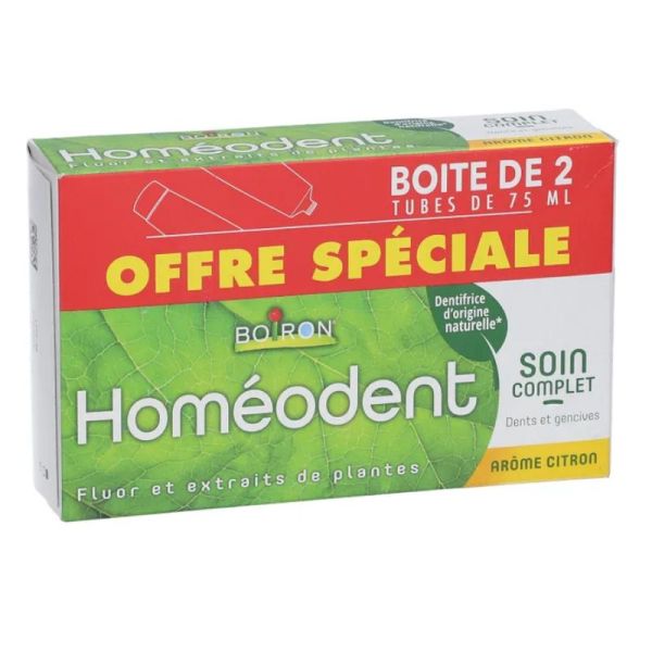 Boiron Homeodent dentifrice Soin complet dents et gencives citron 2x75ml