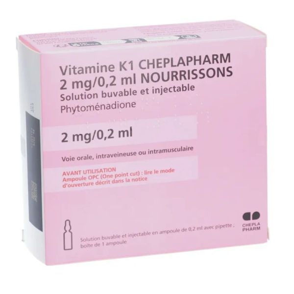 Vitamine K1 Cheplaph 2mg / 0,2 ml nourrissons 5 ampoules