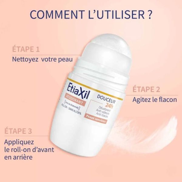 Etiaxil déodorant roll-on douceur 24h peaux sensibles 50ml