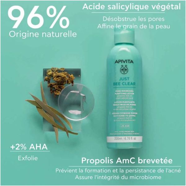 Apivita Just Bee Clear lotion purifiante réductrice de pores 200ml
