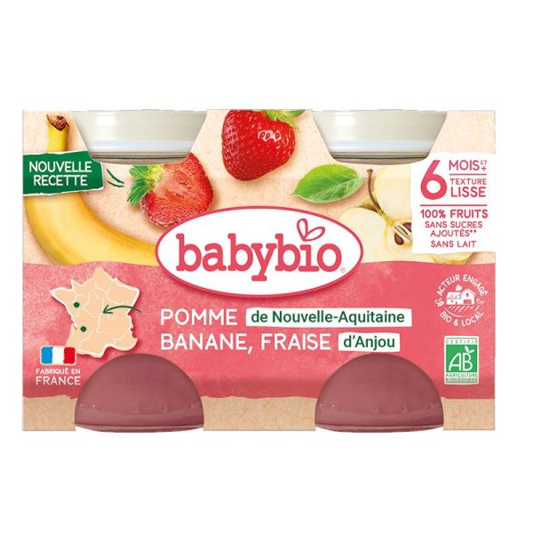 Babybio Petit pot fruits banane fraise menthe 2 x 130 g