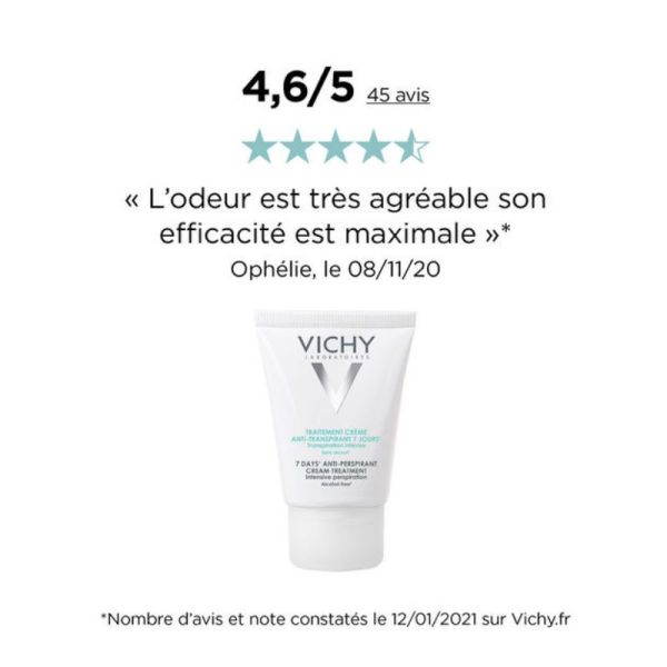 Vichy Crème Traitement Anti-Transpirant efficacité 7 jours 30ml