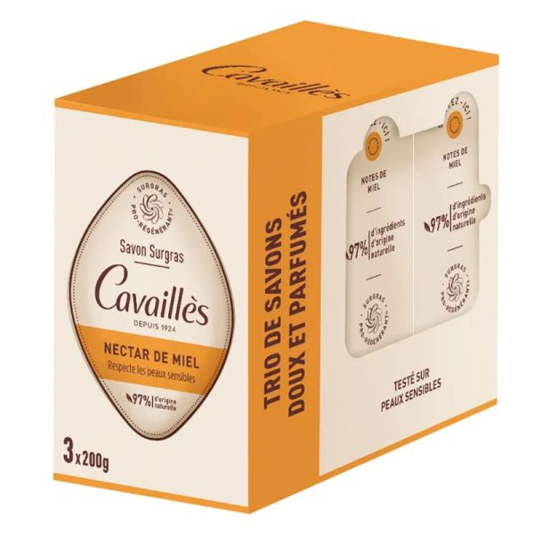 Cavailles surgras pro-régénérant savon nectar de miel 3x200g