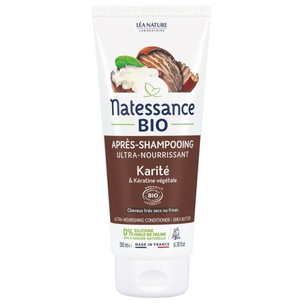 Natessance après-shampooing ultra-nourrissant karité bio et kératine végétale 200ml
