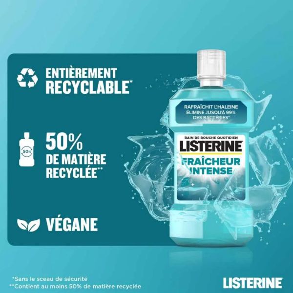 Listerine bain de bouche fraîcheur sans alcool menthe douce 500ml