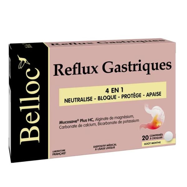 Belloc reflux gastriques 4 en 1 20 comprimés à croquer