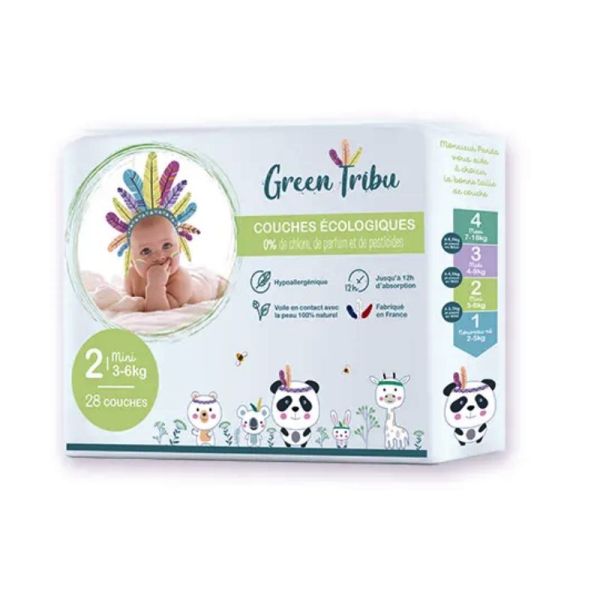 Green Tribu T2 Couches Bébé 3-6Kg