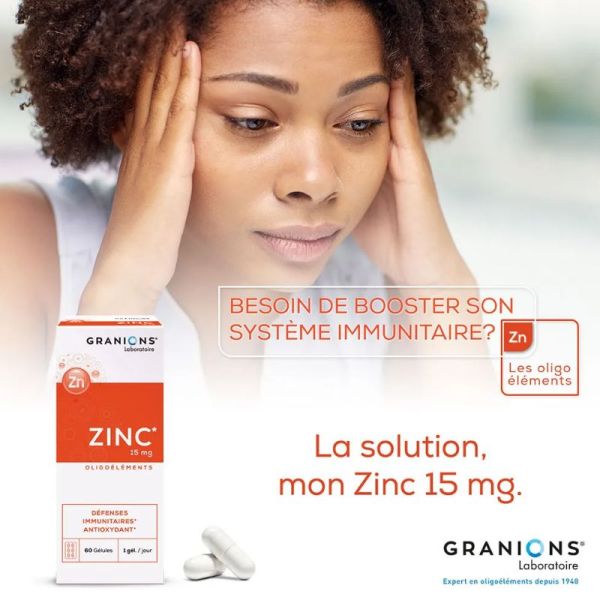 Granions Zinc 15mg Défenses Immunitaires 60 gélules