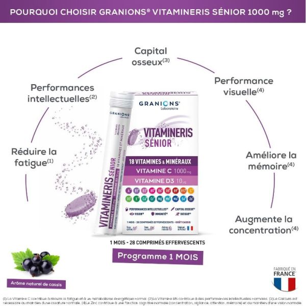 Granions Vitamineris Senior 1000mg Vitamine C 30 comprimés