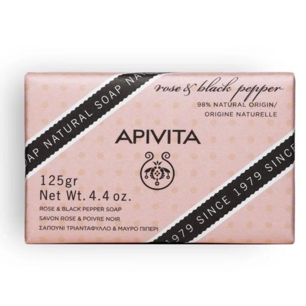 Apivita savon à la rose et au Poivre Noir 125g