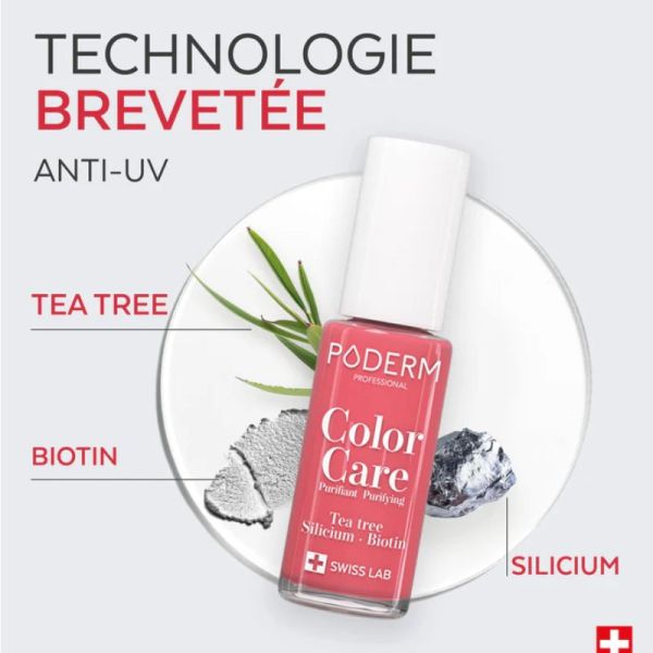 Poderm Color care vernis à ongles soin tea tree Rose Corail 8ml