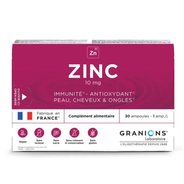 Granions Zinc Oligoéléments 30 ampoules buvables