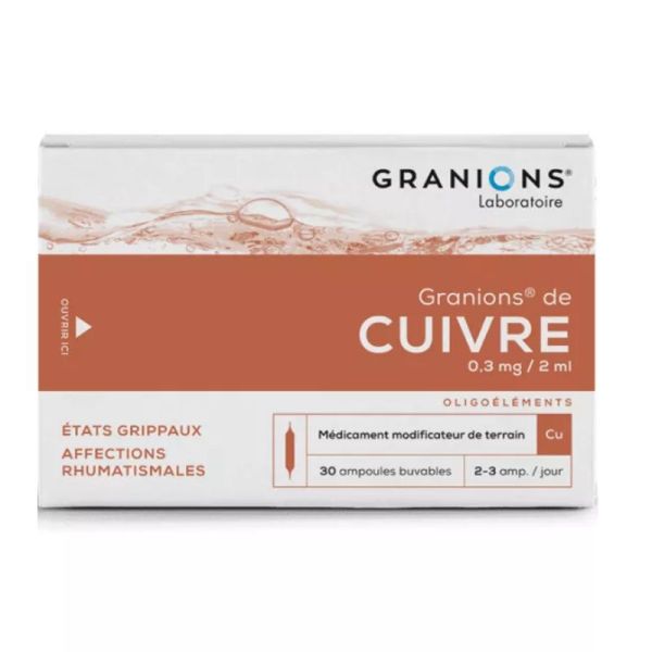 Granions Cuivre Oligoéléments 30 Ampoules buvables