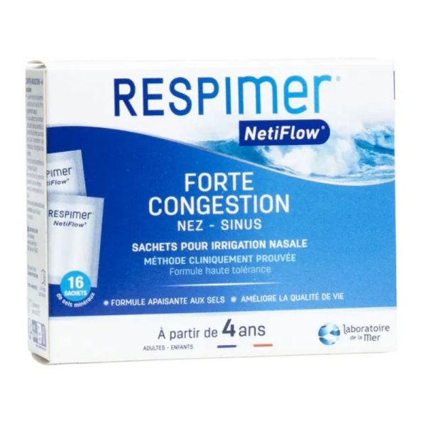 Respimer Netiflow Forte décongestion nez sinus dès 4 ans 16 sachets