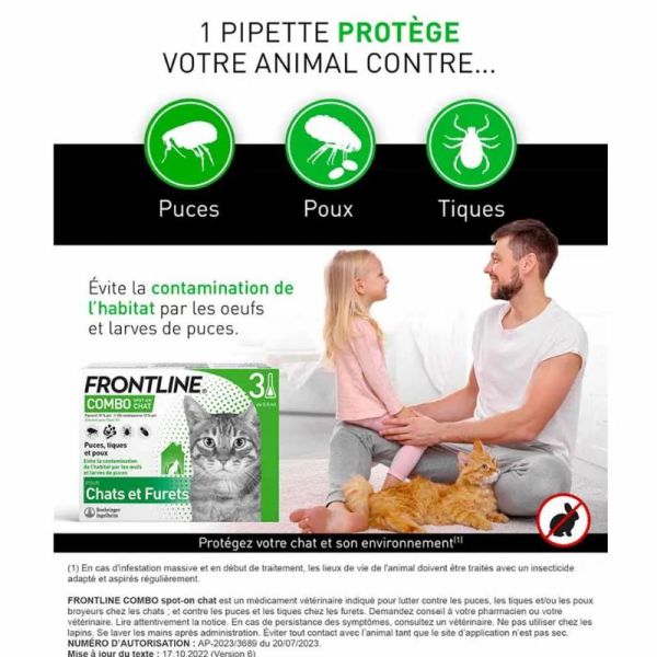 Frontline Combo Spot-on chat et furet 3 pipettes de 0.5ml